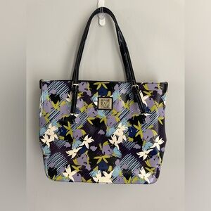 Anne Klein Shoulder Tote Bag Purse Multicolor Floral Faux Leather